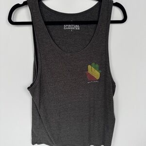 Spiritual Gangster Gray Buddha Hand Tank Top – Men’s Large